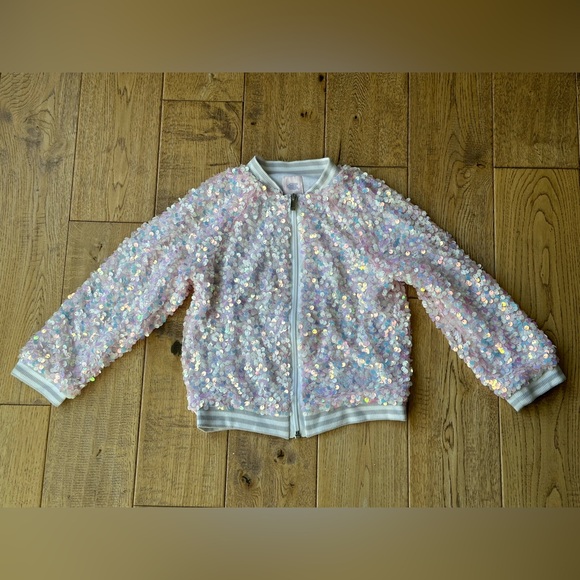 More Than Magic Girls' Sequin Bomber Jacket size XS 4/5 - Picture 3 of 10
